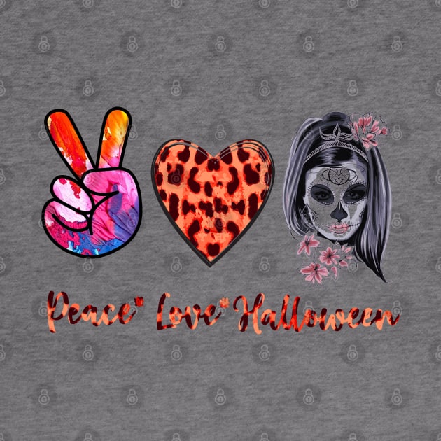 Peace Love Halloween Flower Skull Women Funny Horror by Johner_Clerk_Design